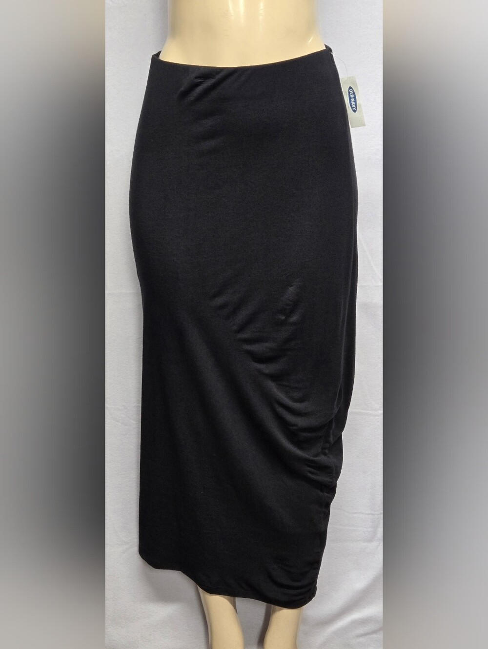 Old Navy M Long Tube Skirt Black Slinky Stretch Knit Midi Elastic Waist